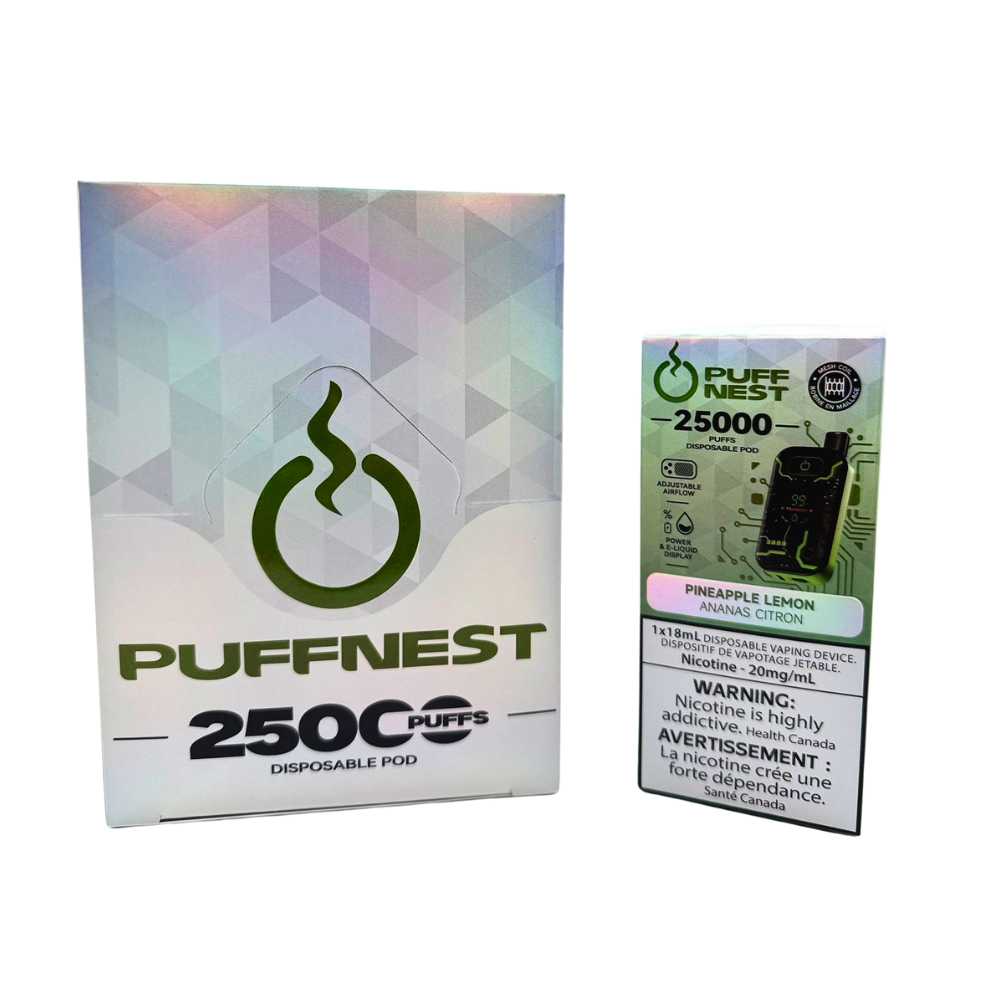 PUFF NEST 25000 PUFFS Pineapple Lemon Disposable Vape - 18 mL, 2% Nicotine 1 PUFF NEST 25000 PUFFS Pineapple Lemon Disposable Vape
