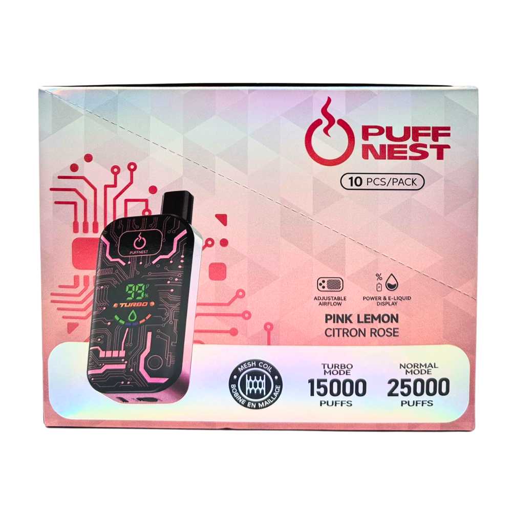 PUFF NEST 25000 PUFFS Pink Lemon Disposable Vape - 18 mL, 2% Nicotine 4 PUFF NEST 25000 PUFFS Pink Lemon Disposable Vape - 18 mL, 2% Nicotine - Image 4