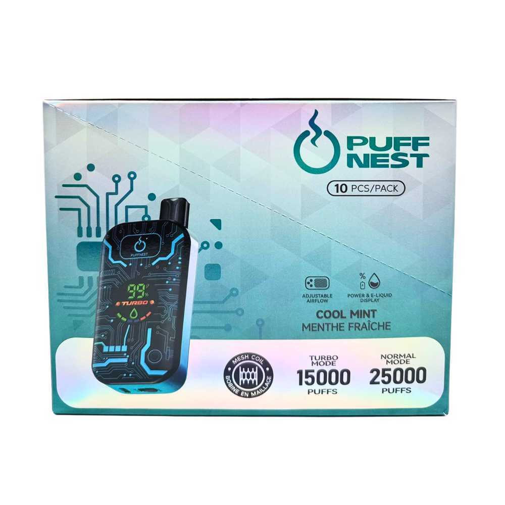 PUFF NEST 25000 PUFFS Cool Mint Disposable Vape - 18 mL, 2% Nicotine 4 PUFF NEST 25000 PUFFS Cool Mint Disposable Vape - 18 mL, 2% Nicotine - Image 4