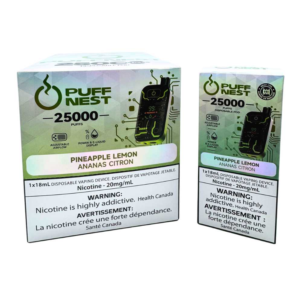 PUFF NEST 25000 PUFFS Pineapple Lemon Disposable Vape - 18 mL, 2% Nicotine 2 PUFF NEST 25000 PUFFS Pineapple Lemon Disposable Vape - 18 mL, 2% Nicotine - Image 2