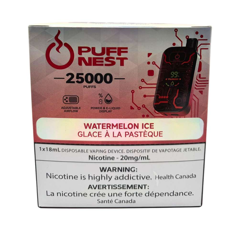 PUFF NEST 25000 PUFFS Watermelon Ice Disposable Vape - 18 mL, 2% Nicotine 3 PUFF NEST 25000 PUFFS Watermelon Ice Disposable Vape - 18 mL, 2% Nicotine - Image 3