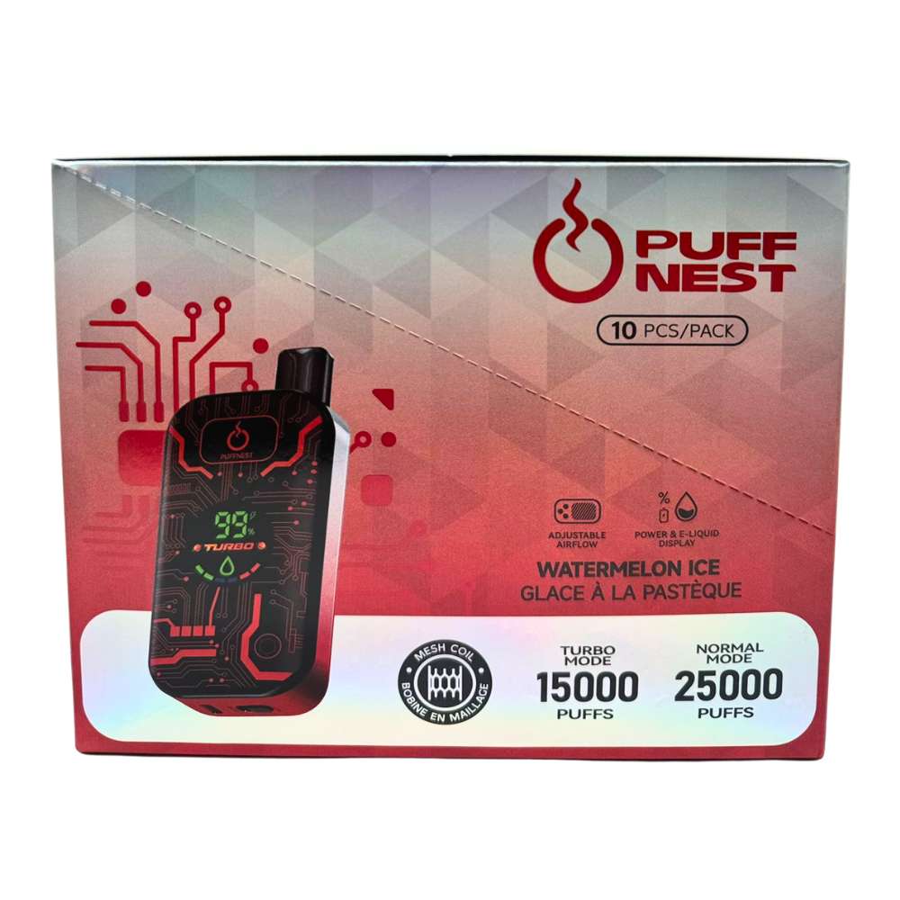 PUFF NEST 25000 PUFFS Watermelon Ice Disposable Vape - 18 mL, 2% Nicotine 4 PUFF NEST 25000 PUFFS Watermelon Ice Disposable Vape - 18 mL, 2% Nicotine - Image 4