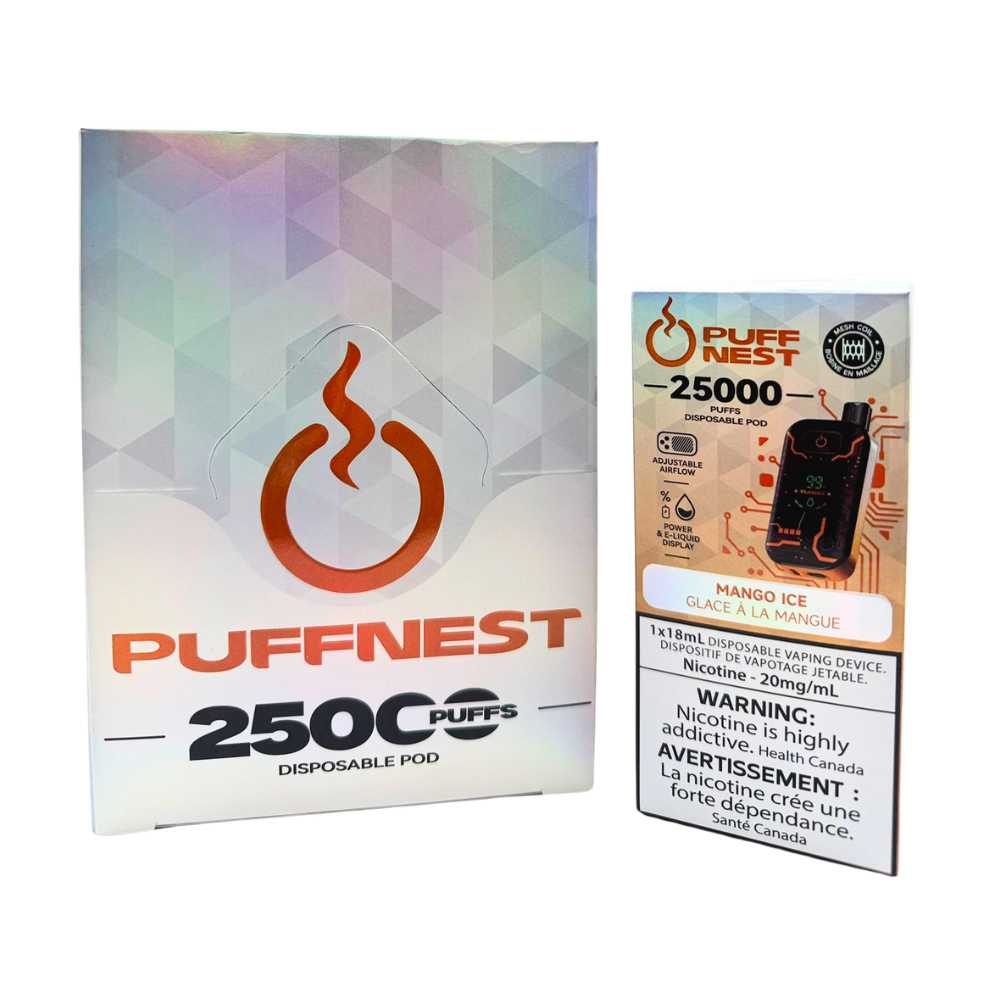 PUFF NEST 25000 PUFFS Mango Ice Disposable Vape - 18 mL, 2% Nicotine 1 PUFF NEST 25000 PUFFS Mango Ice Disposable Vape