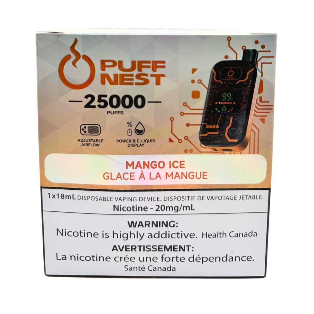 PUFF NEST 25000 PUFFS Mango Ice Disposable Vape - 18 mL, 2% Nicotine 4 PUFF NEST 25000 PUFFS Mango Ice Disposable Vape - 18 mL, 2% Nicotine - Image 4