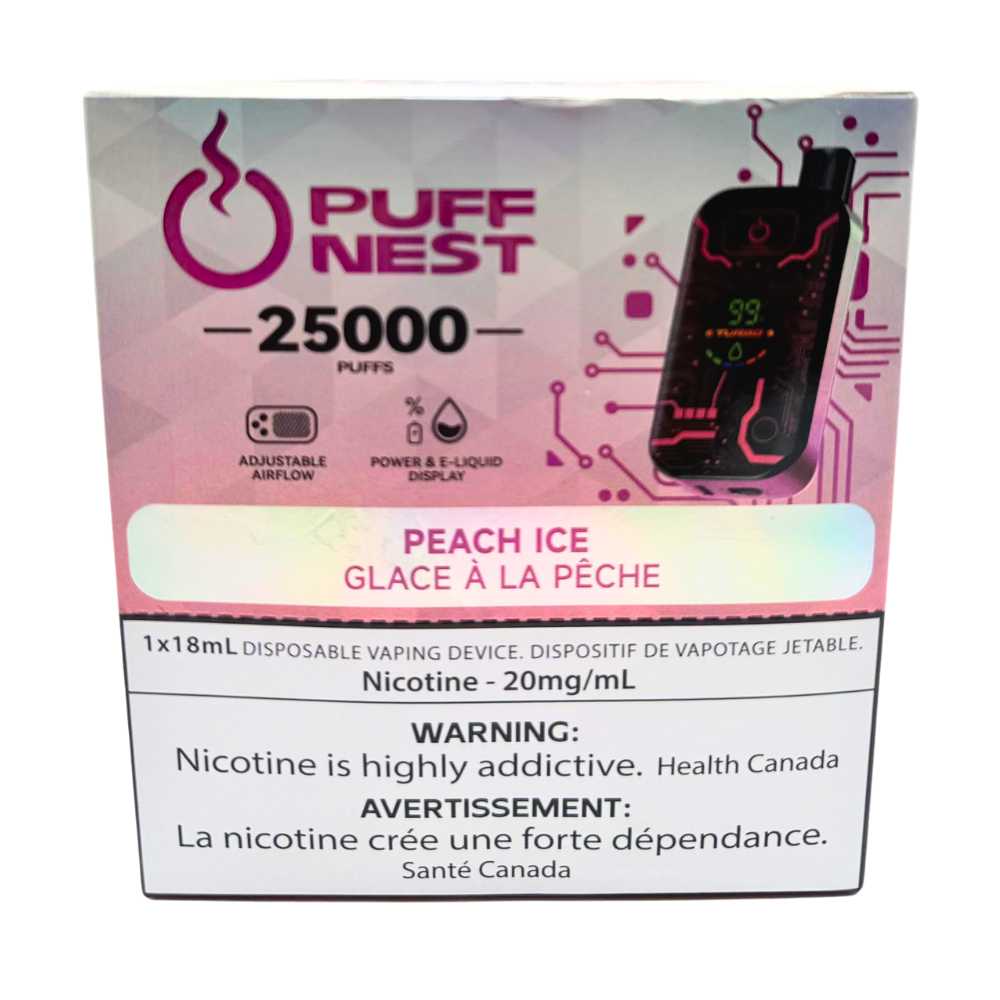 PUFF NEST 25000 PUFFS Peach Ice Disposable Vape - 18 mL, 2% Nicotine 3 PUFF NEST 25000 PUFFS Peach Ice Disposable Vape - 18 mL, 2% Nicotine - Image 3