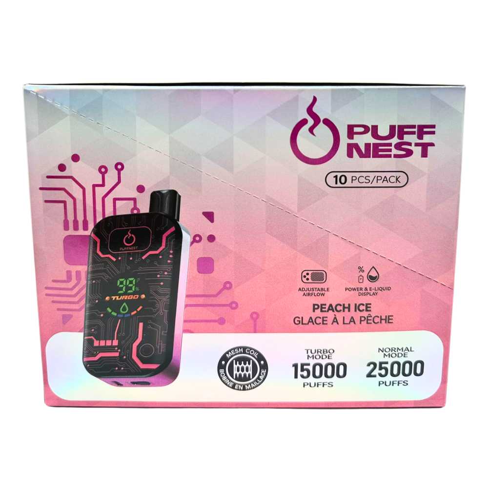 PUFF NEST 25000 PUFFS Peach Ice Disposable Vape - 18 mL, 2% Nicotine 4 PUFF NEST 25000 PUFFS Peach Ice Disposable Vape - 18 mL, 2% Nicotine - Image 4