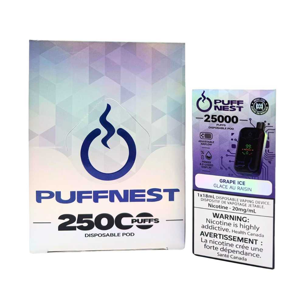 PUFF NEST 25000 PUFFS Grape Ice Disposable Vape - 18 mL, 2% Nicotine 1 PUFF NEST 25000 PUFFS Grape Ice Disposable Vape - 18 mL, 2% Nicotine