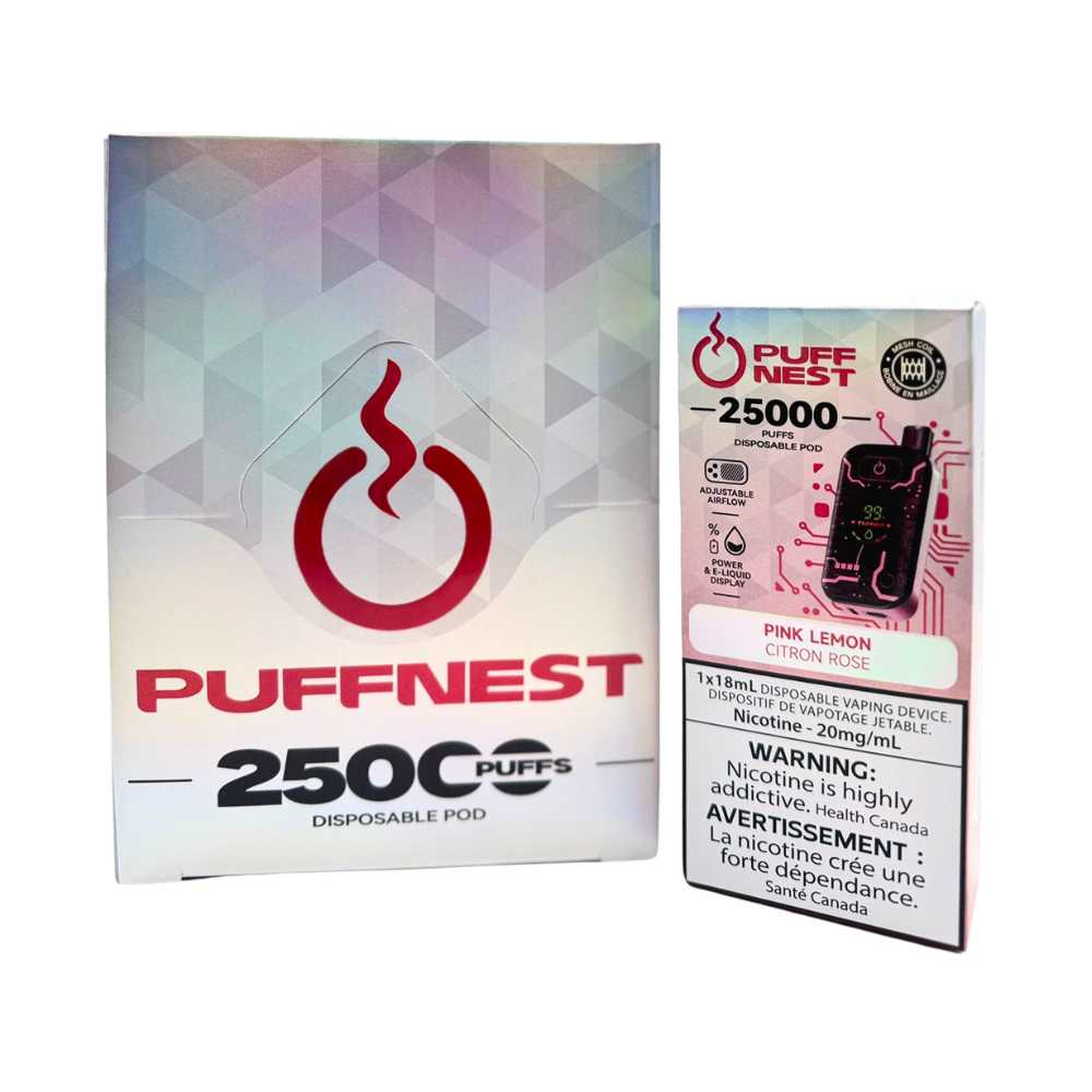 PUFF NEST 25000 PUFFS Pink Lemon Disposable Vape - 18 mL, 2% Nicotine 1 PUFF NEST 25000 PUFFS Pink Lemon Disposable Vape